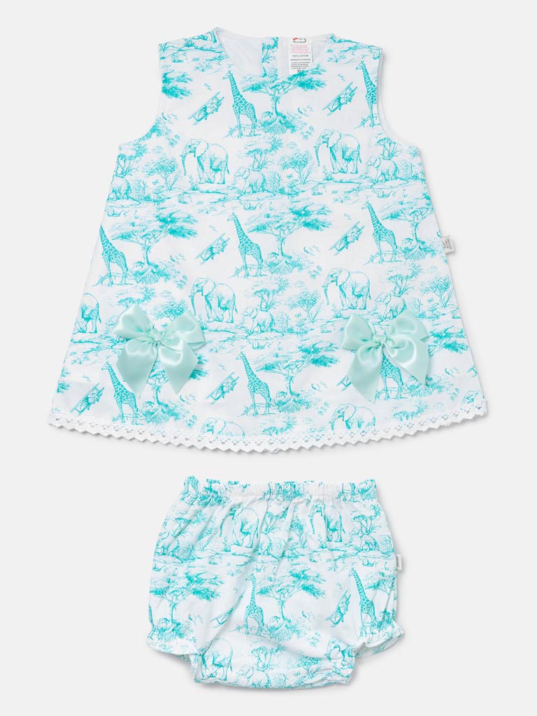 Baby Girl Top & Bloomers Set Safari Collection - Mint Green