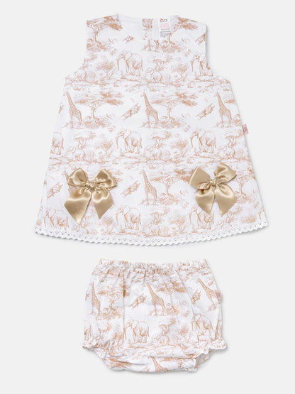 Baby Girl Top & Bloomers Set Safari Collection - Beige