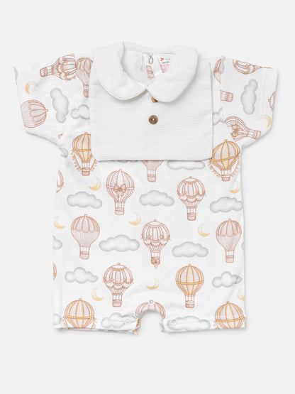 Baby Summer Pyjama with Buttons Hot Air Balloon Collection - Beige