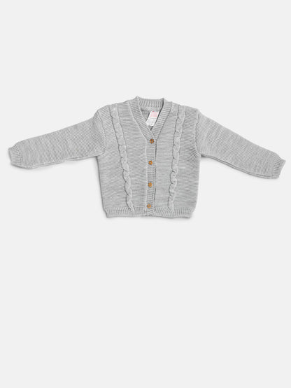 Baby Boy Cable Knit Cardigan - Grey