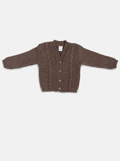 Baby Boy Cable Knit Cardigan - Brown