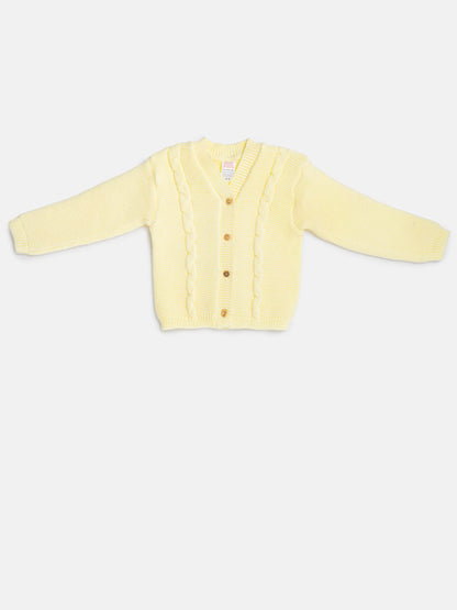 Baby Boy Cable Knit Cardigan - Lemon Yellow