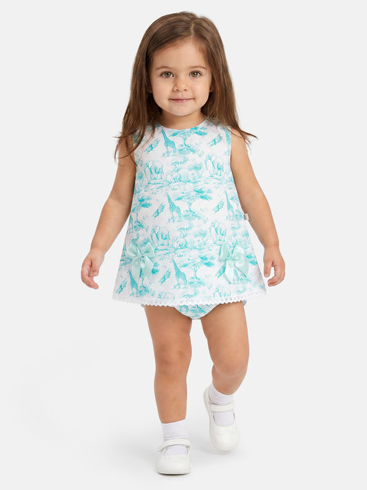 Baby Girl Top & Bloomers Set Safari Collection - Mint Green