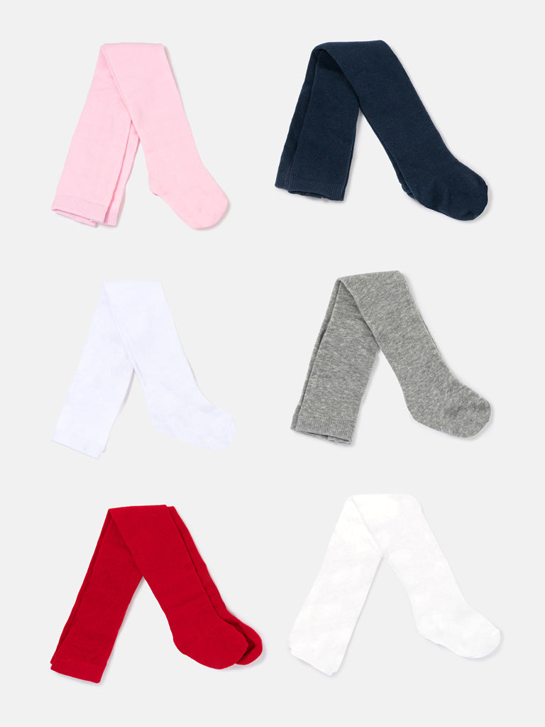Unisex Baby Soft Stretch Plain Tights 6-Pack - Multicolor
