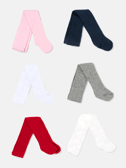 Unisex Baby Soft Stretch Plain Tights 6-Pack - Multicolor