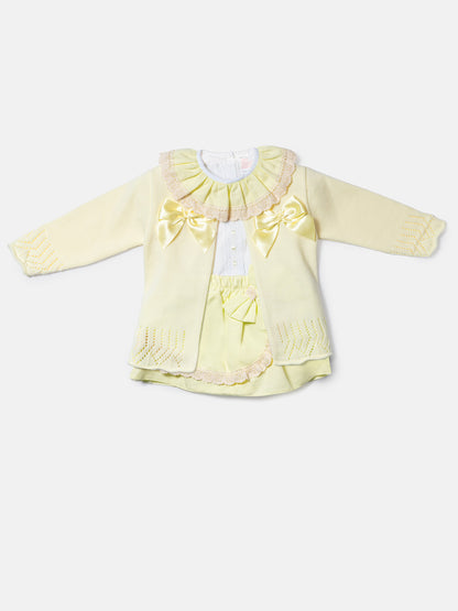 Baby Girl Theresa Collection 3-piece Spanish Romper Set - Lemon Yellow