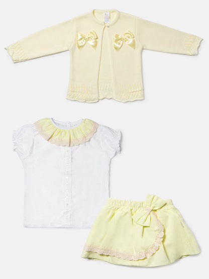 Baby Girl Theresa Collection 3-piece Spanish Romper Set - Lemon Yellow