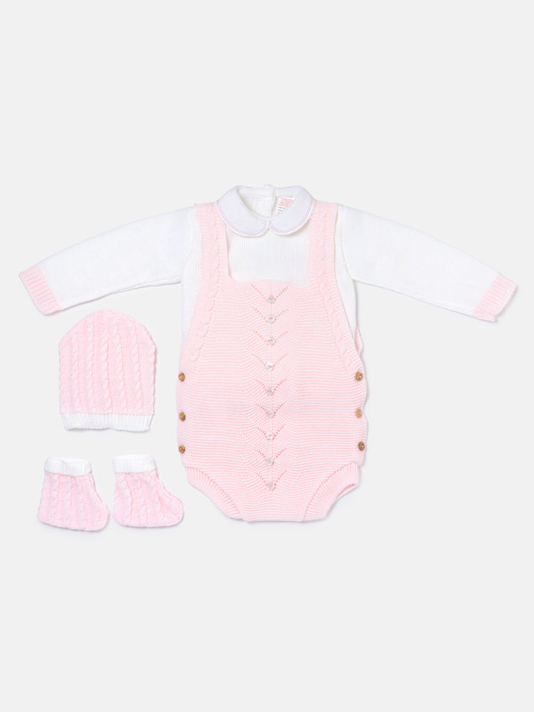 Baby Rafi Collection 4-piece Spanish Knitted Set - Baby Pink