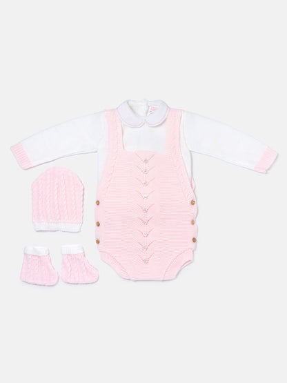 Baby Rafi Collection 4-piece Spanish Knitted Set - Baby Pink