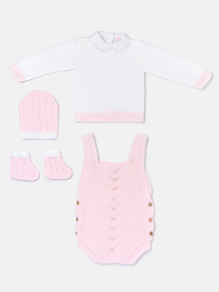 Baby Rafi Collection 4-piece Spanish Knitted Set - Baby Pink