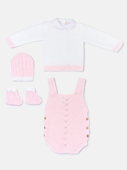 Baby Rafi Collection 4-piece Spanish Knitted Set - Baby Pink