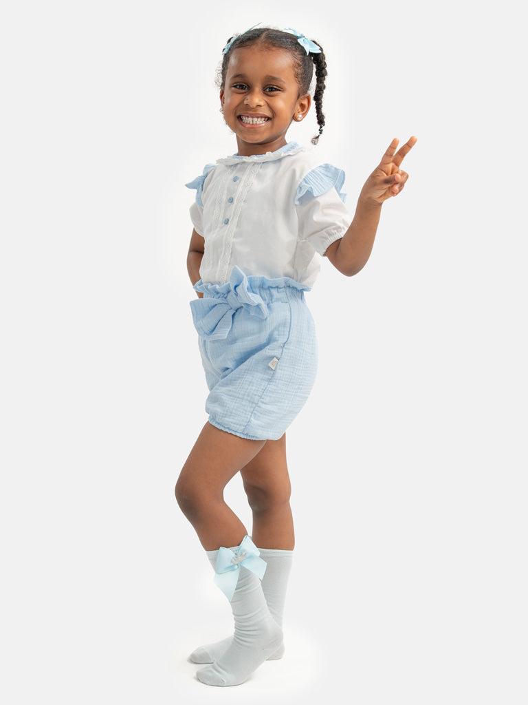 Baby Girl Lydia Collection Spanish 2-piece Romper Set - Baby Blue