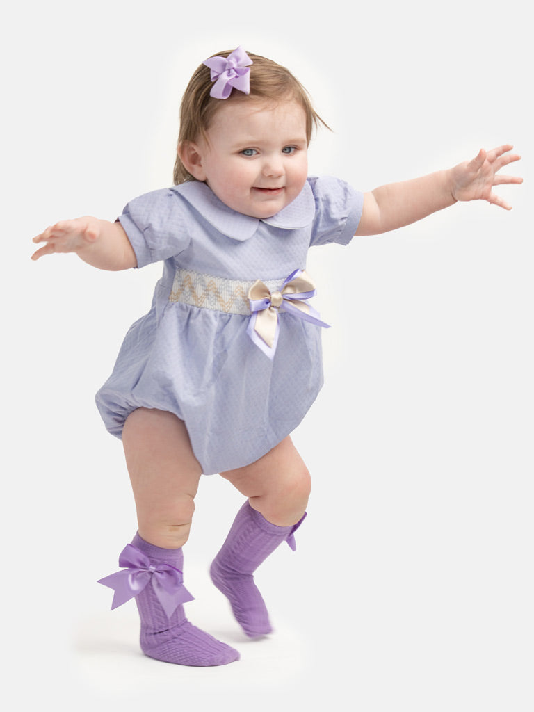 Baby Girl Lupe Collection Spanish Smocked Romper - Lilac