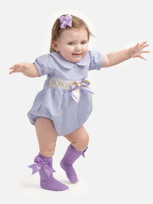 Baby Girl Lupe Collection Spanish Smocked Romper - Lilac