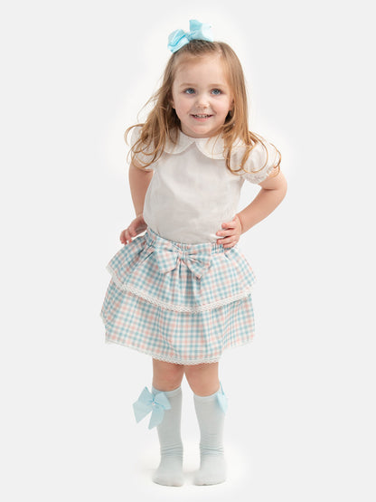 Baby Girl Luciana Collection Spanish 2-piece Romper Set - Aqua Blue
