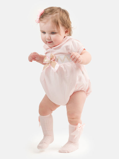 Baby Girl Lupe Collection Spanish Smocked Romper - Pink