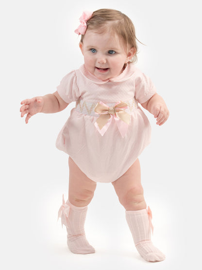 Baby Girl Lupe Collection Spanish Smocked Romper - Pink