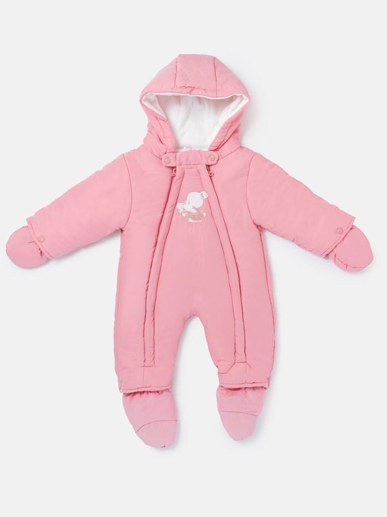 Baby 3-piece Snowsuit Set with Double Zipper - Dusty Pink