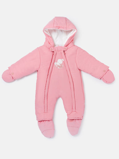 Baby 3-piece Snowsuit Set with Double Zipper - Dusty Pink