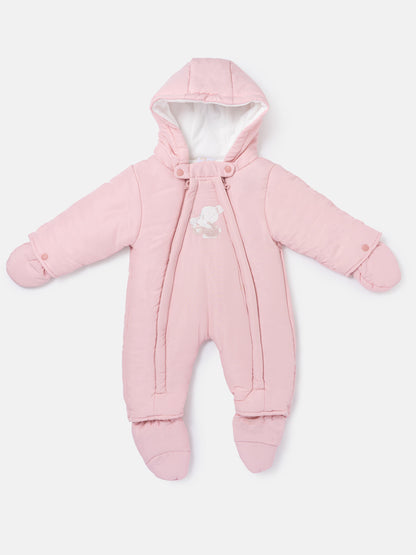 Baby 3-piece Snowsuit Set with Double Zipper - Baby Pink