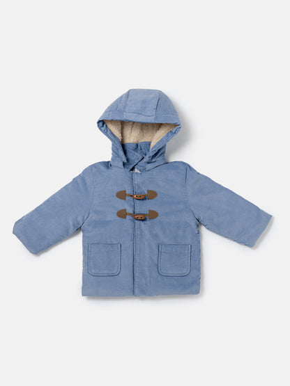 Baby Boy Duffle Coat with Detachable Hood - Blue