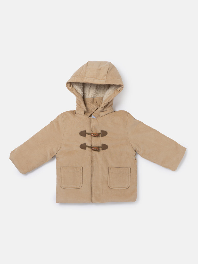 Baby Boy Duffle Coat with Detachable Hood - Beige