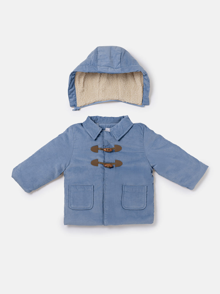 Baby Boy Duffle Coat with Detachable Hood - Blue