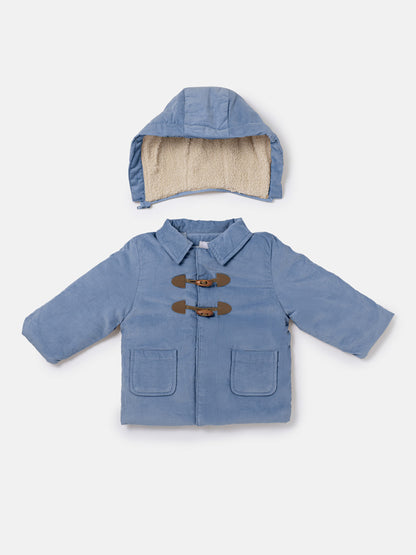 Baby Boy Duffle Coat with Detachable Hood - Blue