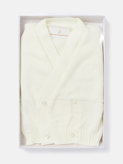 Baby Knitted Cardigan with Embroidered Detail & Gift Box - Ivory