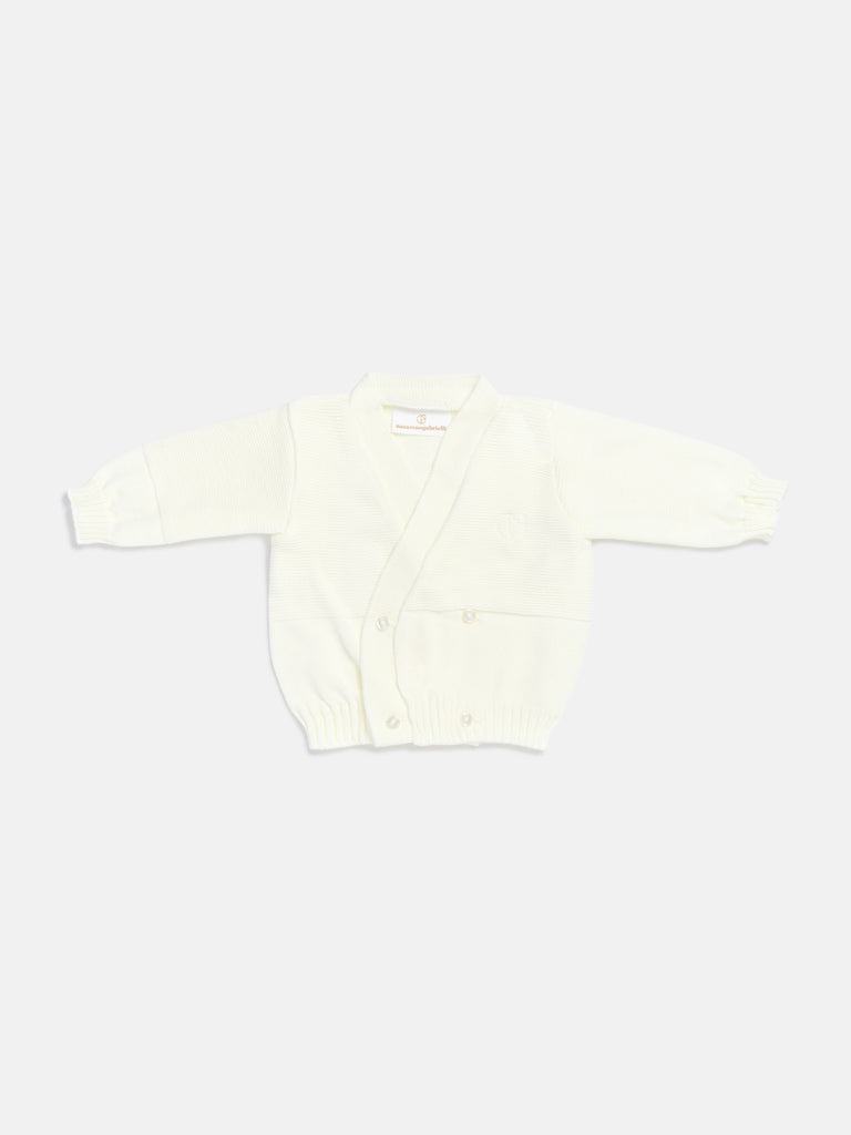 Baby Knitted Cardigan with Embroidered Detail & Gift Box - Ivory