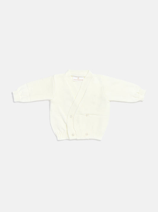 Baby Knitted Cardigan with Embroidered Detail & Gift Box - Ivory