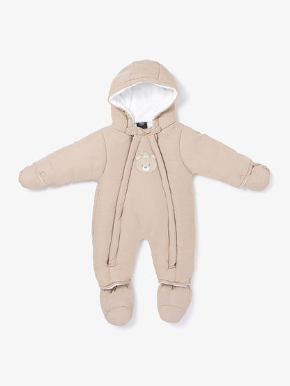 Baby 3-piece Snowsuit Set with Double Zipper - Beige