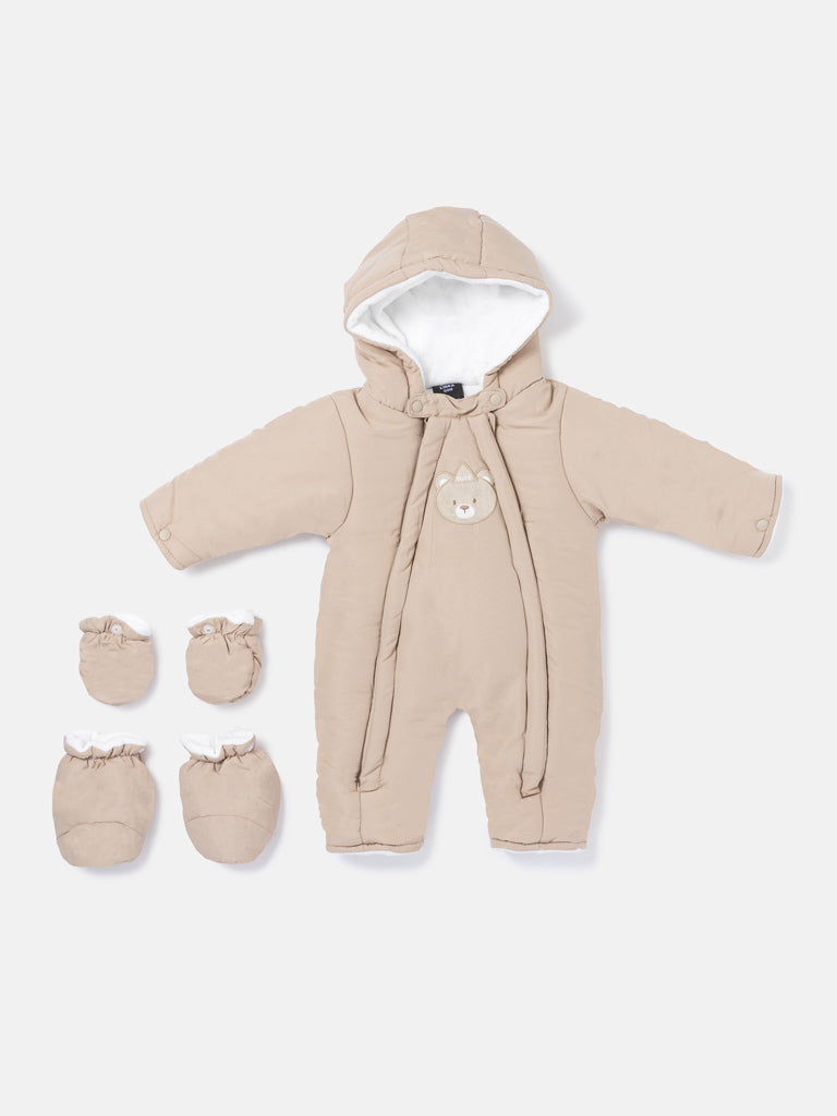 Baby 3-piece Snowsuit Set with Double Zipper - Beige