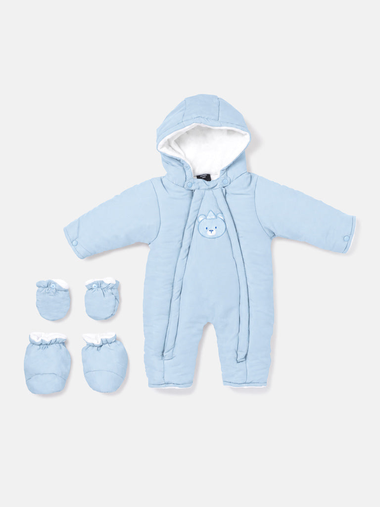 Baby 3-piece Snowsuit Set with Double Zipper - Baby Blue