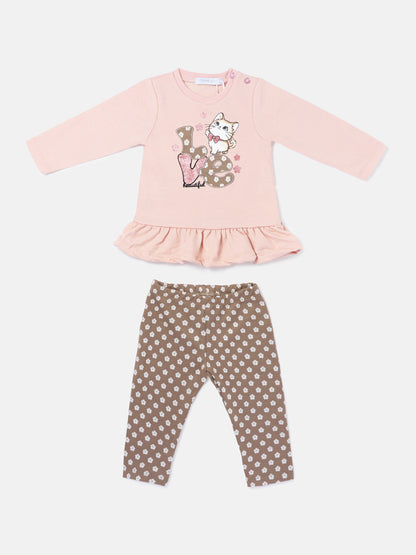 Baby Girl 2-Piece Leggings Set with Kitty Love Maddalena Collection - Dusty Pink
