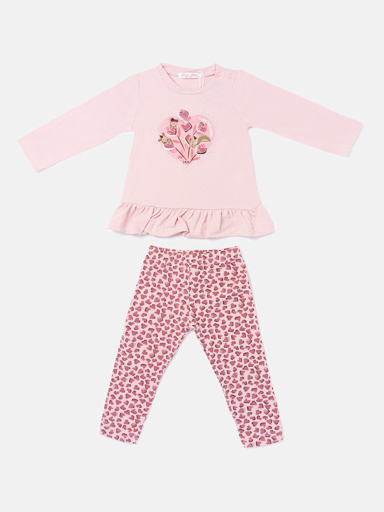 Baby Girl 2-Piece Leggings Set with Happy Hearts Azzura Collection - Dusty Pink