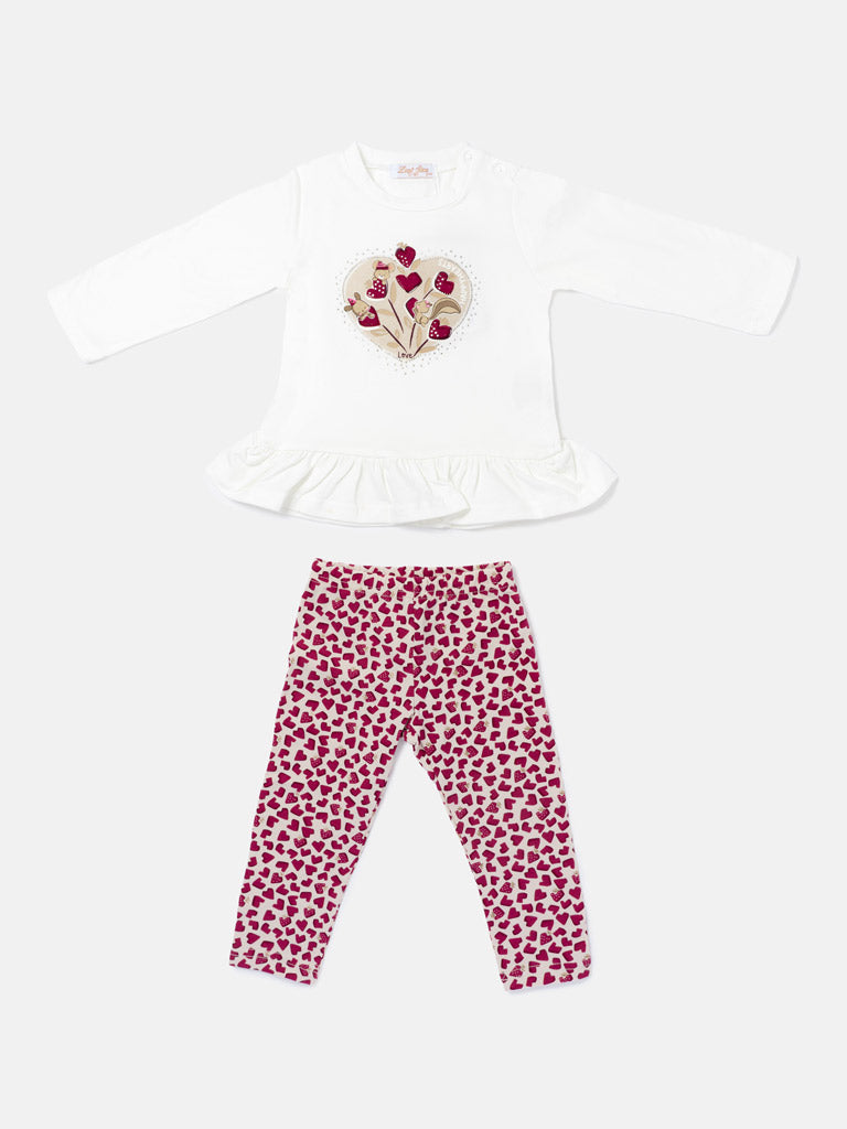 Baby Girl 2-Piece Leggings Set with Happy Hearts Azzura Collection - Cherry Red