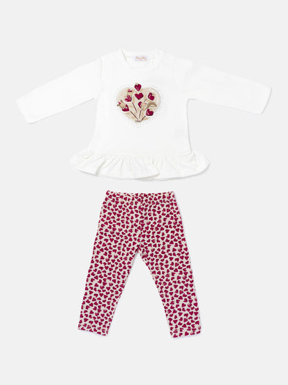 Baby Girl 2-Piece Leggings Set with Happy Hearts Azzura Collection - Cherry Red