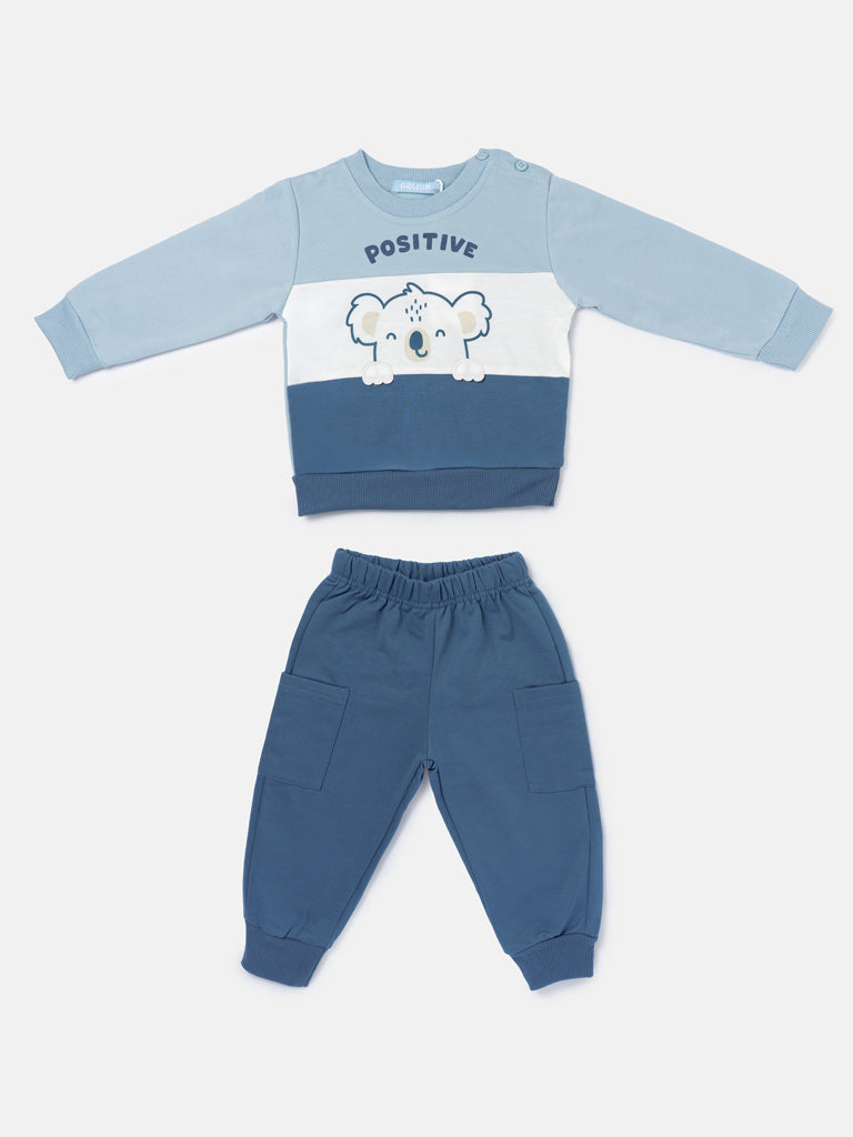 Baby Boy Pietro Collection 2-Piece Tracksuit Set with Koala Design - Blue