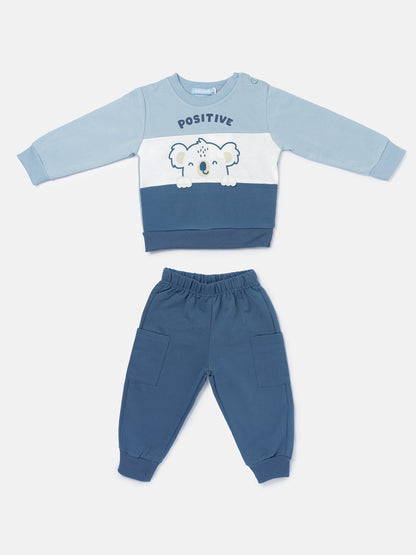 Baby Boy Pietro Collection 2-Piece Tracksuit Set with Koala Design - Blue