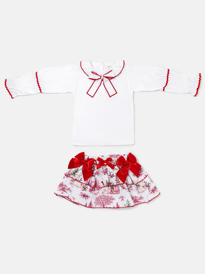 Girls 2-piece Set Top + Skirt - Christmas Print Collection - LIMITED EDITION