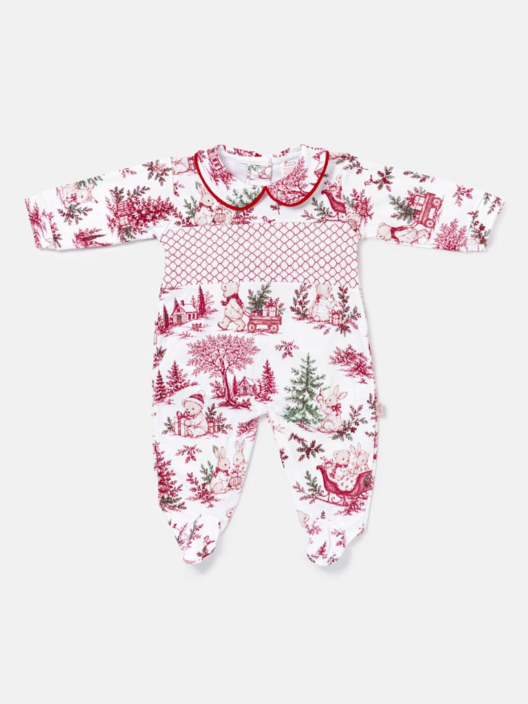 Cotton Baby Grow with Smocked Detail - Christmas Print Collection - LIMITED EDITION