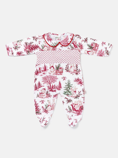 Cotton Baby Grow with Smocked Detail - Christmas Print Collection - LIMITED EDITION