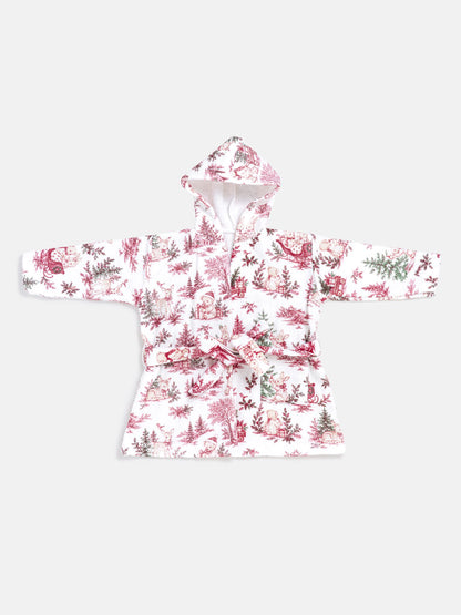 Children's Cotton Hooded Bath Robe - Christmas Print Collection - LIMITED EDITION