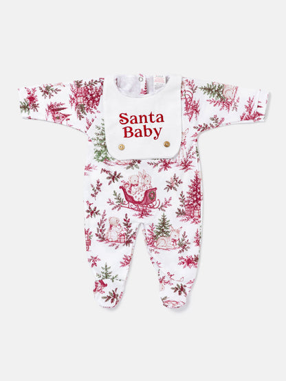 Cotton Baby Grow with "SANTA BABY" Embroidery - Christmas Print Collection - LIMITED EDITION