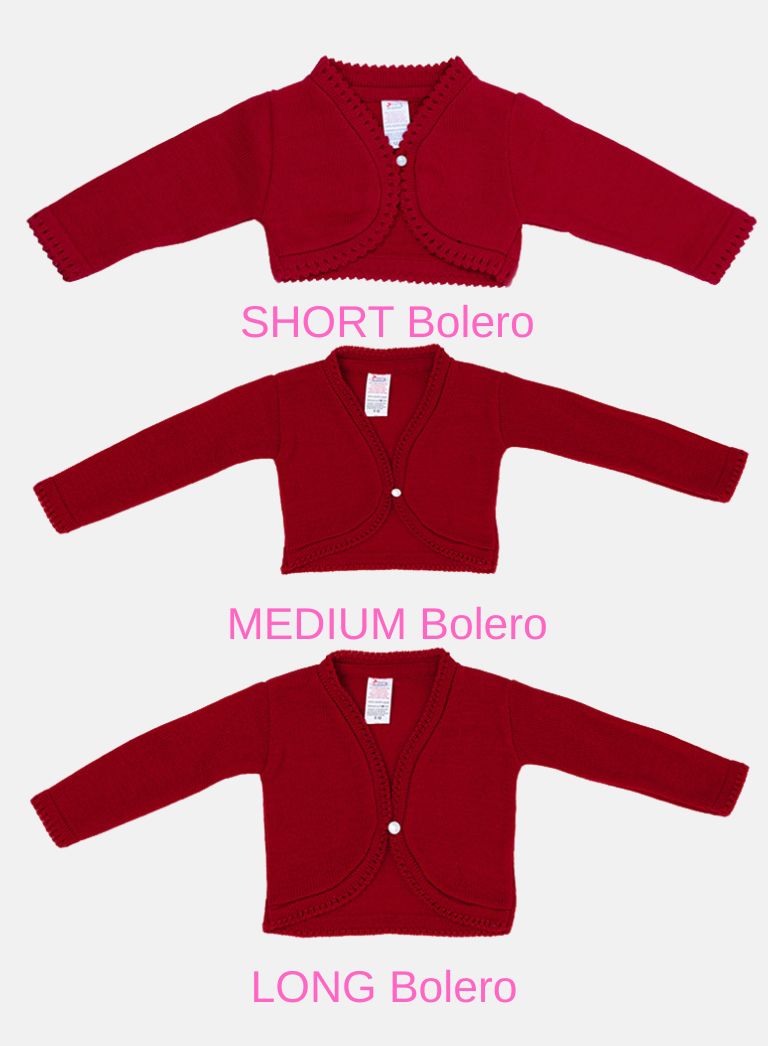 Luxury Baby Girl LONG Bolero with Button - Red