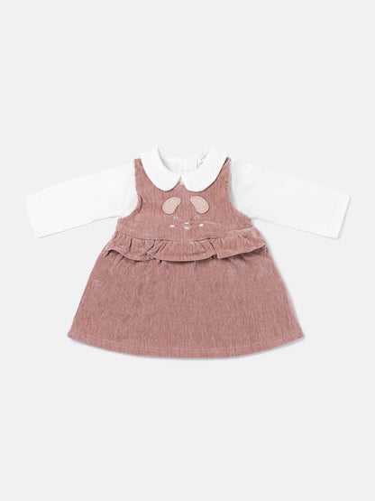 Baby Girl Siena Collection 2-Piece Dress Set with Cute Ears - Dusty Pink