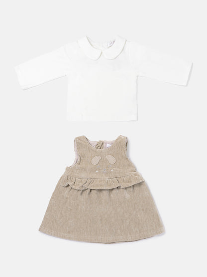 Baby Girl Siena Collection 2-Piece Dress Set with Cute Ears - Beige