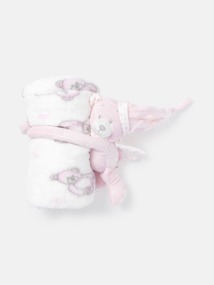 Baby Fleece Blanket with Hugging Teddy Comforter Set - Mixed Colors