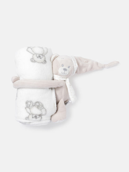 Baby Fleece Blanket with Hugging Teddy Comforter Set - Mixed Colors